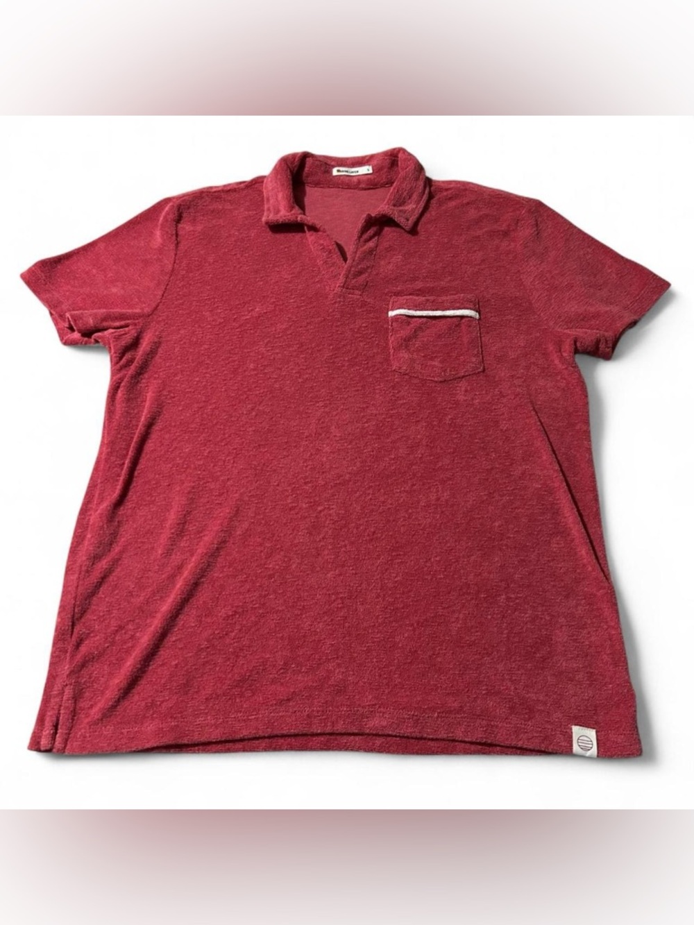 Men’s Marine Layer Terry Out Terry Cloth Polo Shirt Red Size Small